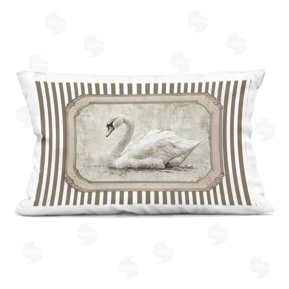Ramona Murdock Antique Treasures Swan Indoor Plush Polyester Lumbar Pillow