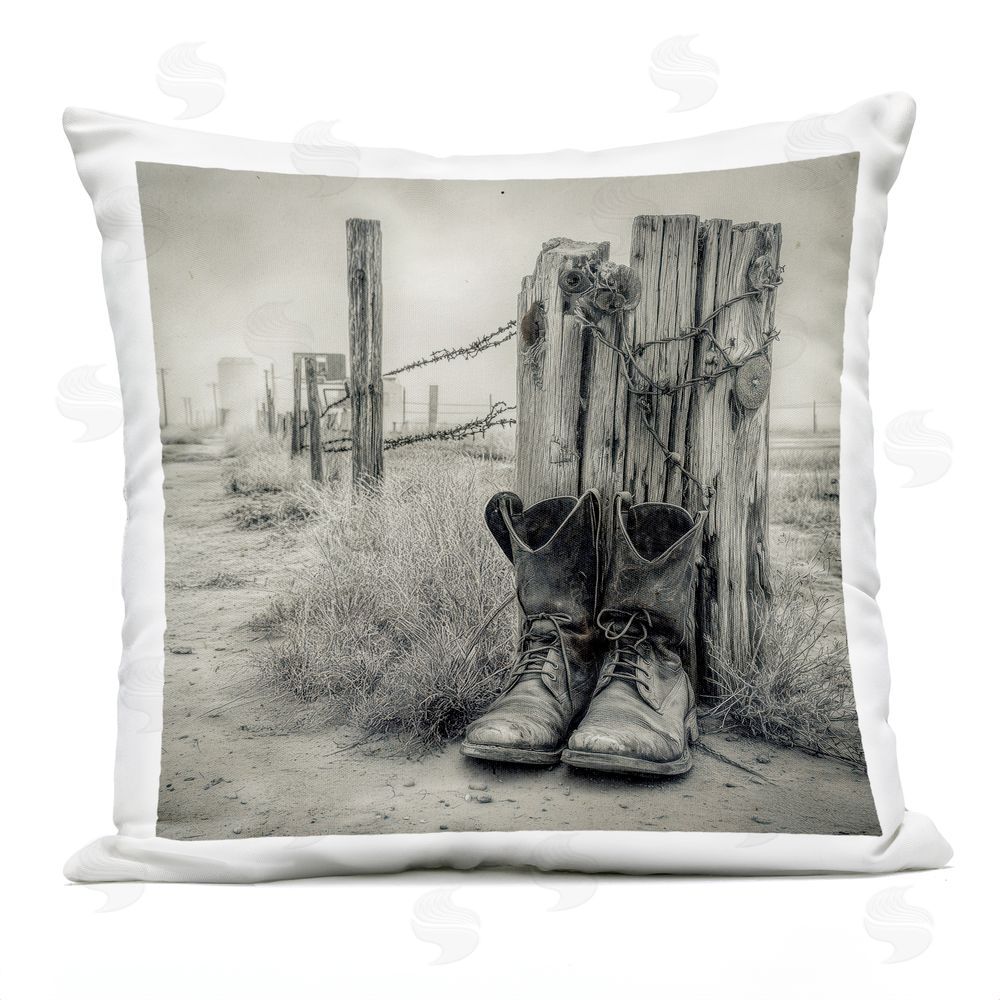 Annabelle Hall Weathered Cowboy Boots Outdoor Quick-Dry Polyester Square Throw Pillow