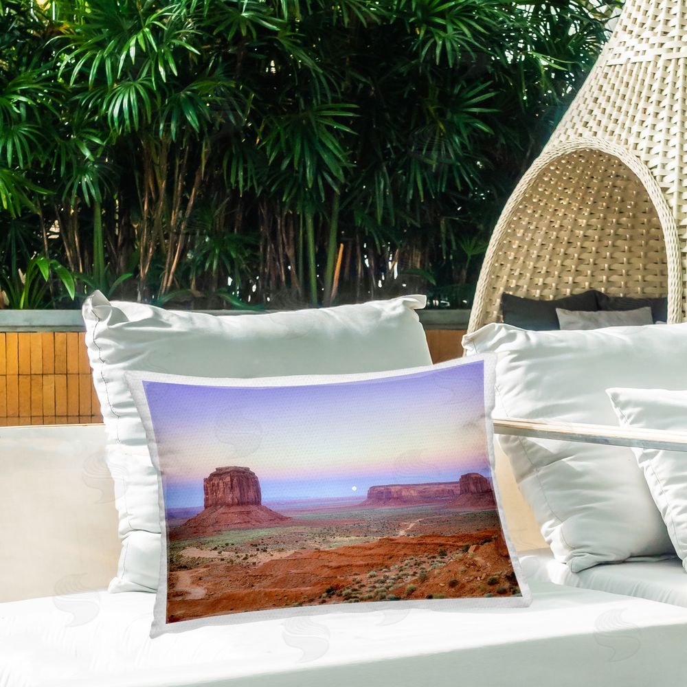 Dennis Frates Moonrise Over Monument Valley Outdoor Quick-Dry Polyester Printed Lumbar Pillow on Patio