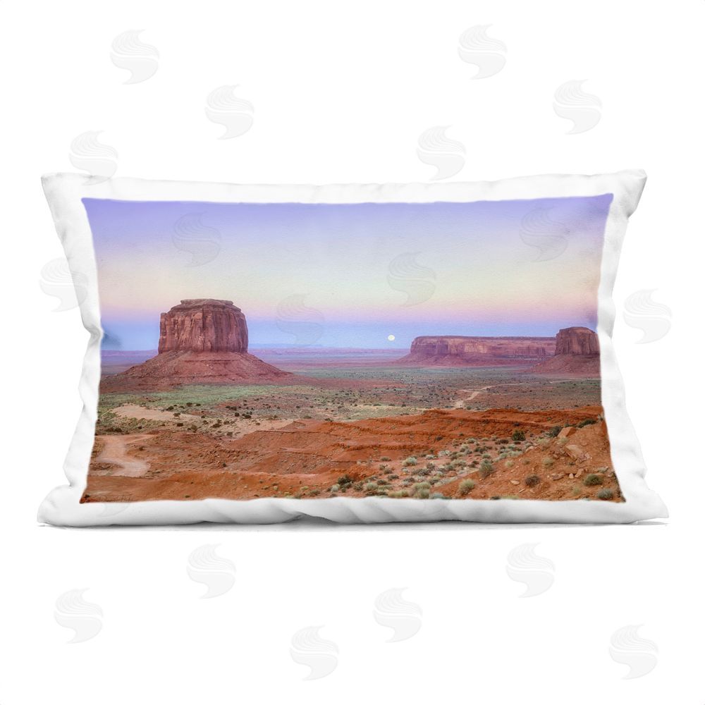 Dennis Frates Moonrise Over Monument Valley Indoor Plush Polyester Lumbar Pillow
