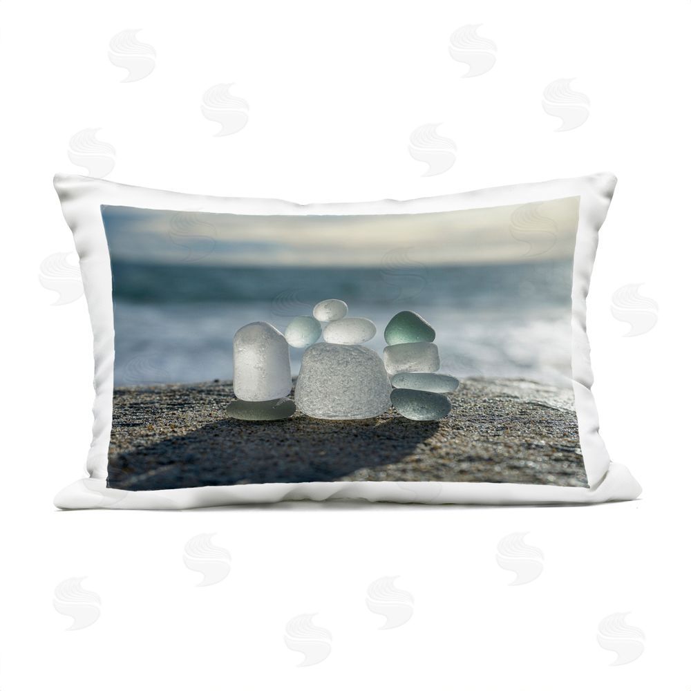 LMarie Allen Balancing Sea Glass Pebbles Outdoor Quick-Dry Polyester Lumbar Pillow