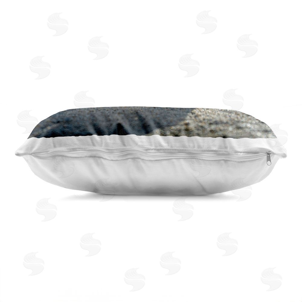 LMarie Allen Balancing Sea Glass Pebbles Indoor Plush Polyester Lumbar Pillow Zipper Detail