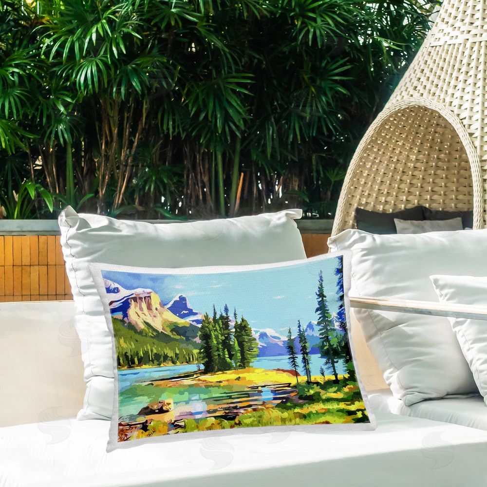 John Jaster Alpine Mountain Solitude Outdoor Quick-Dry Polyester Printed Lumbar Pillow on Patio