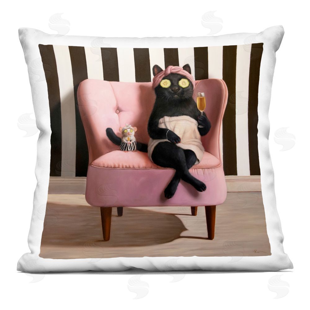 Lucia Heffernan Pamper Party Cat Square Plush Polyester Throw Pillow