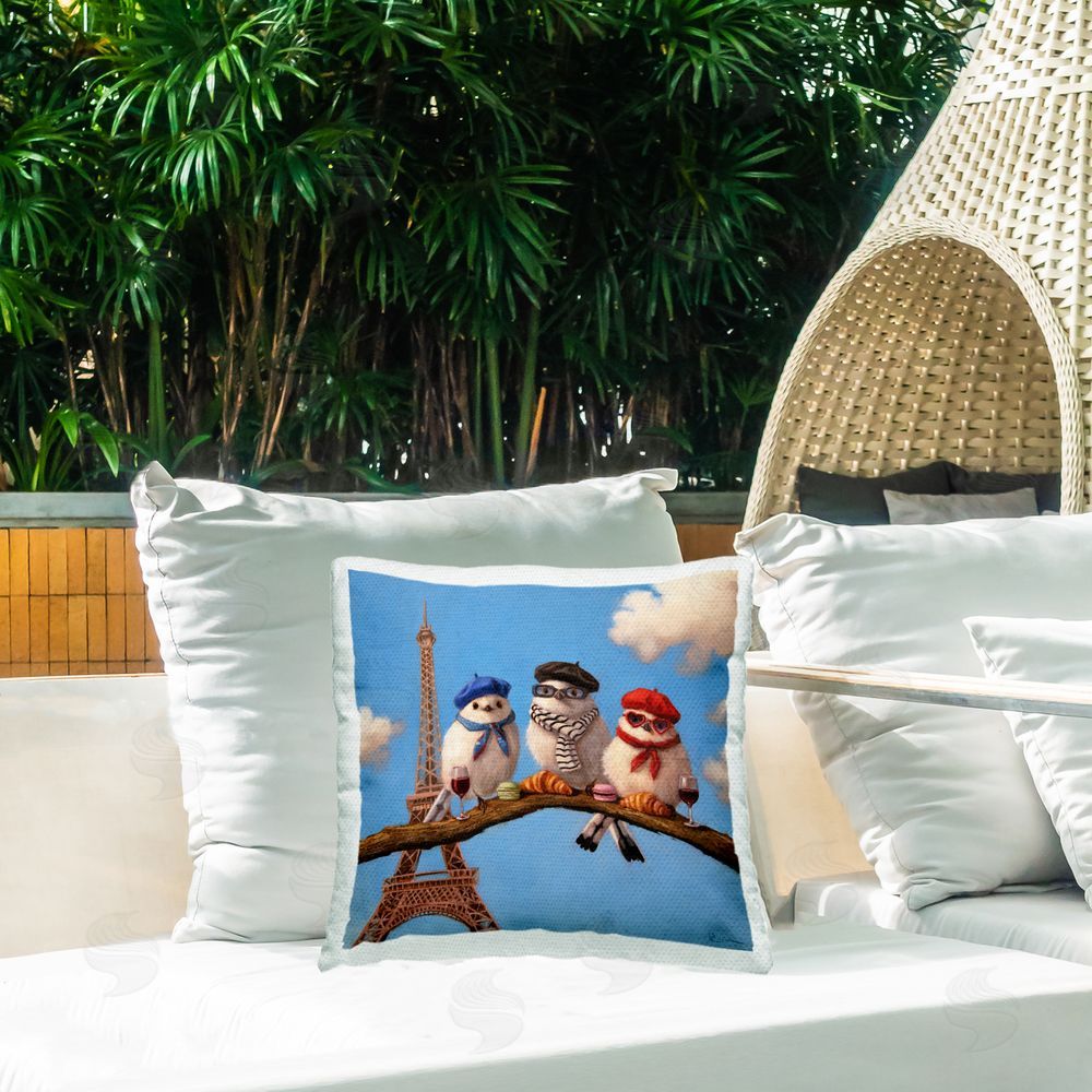 Lucia Heffernan Parisian Chic Trio Square Outdoor Quick-Dry Polyester Throw Pillow on Seat