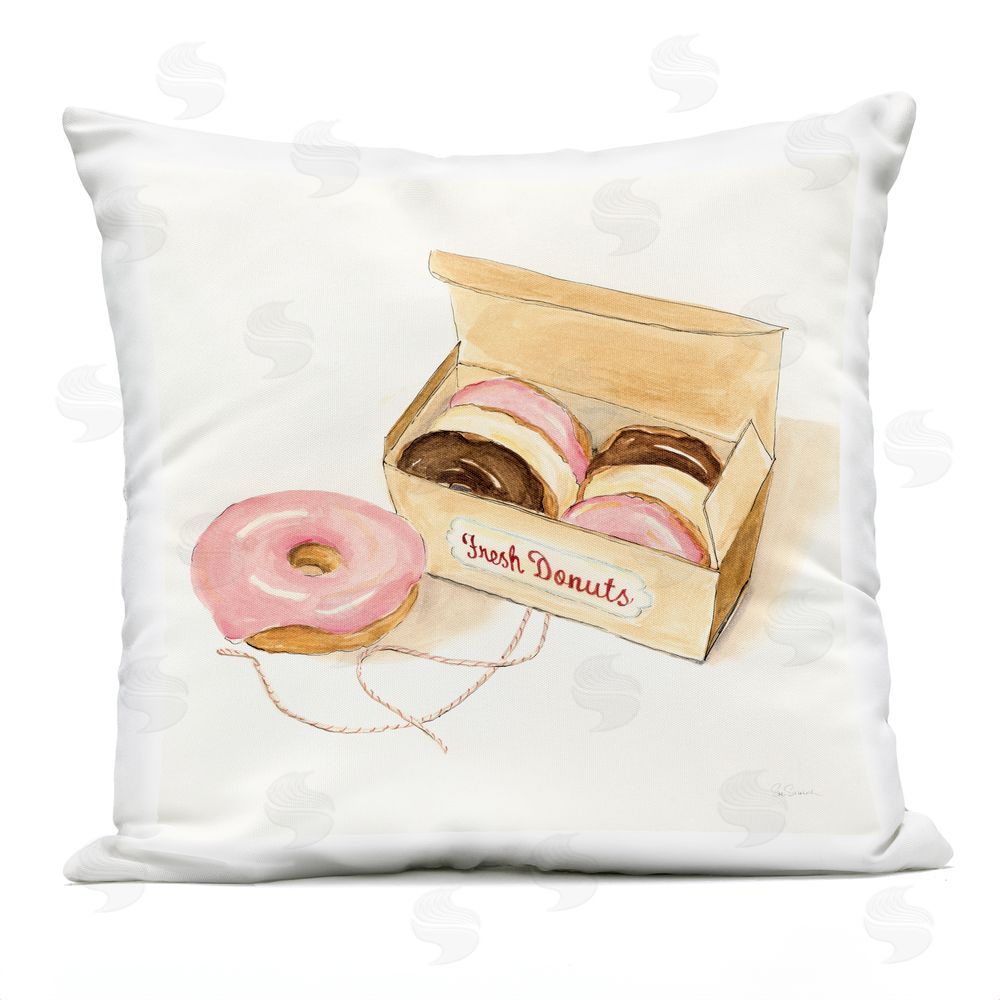 Sue Schlabach Box of Fresh Donuts Outdoor Quick-Dry Polyester Square Throw Pillow