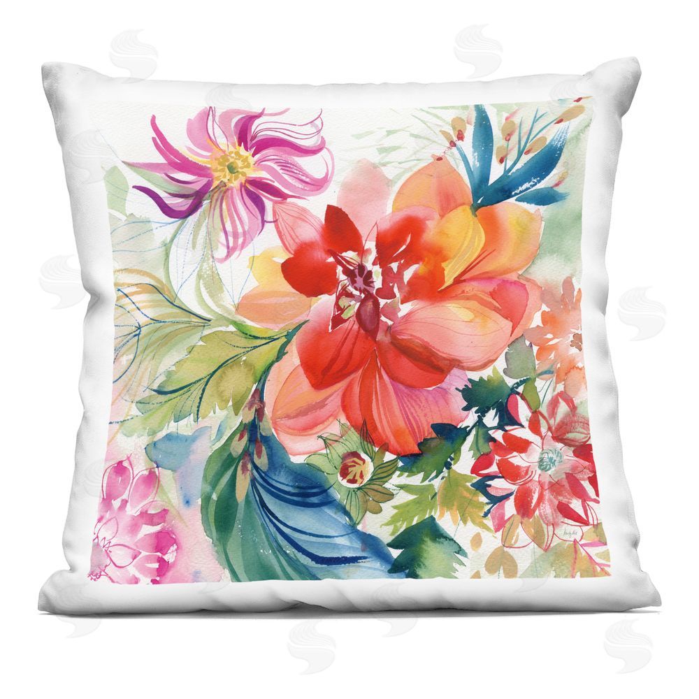 Kristy Rice Colors Of Spring Flowers Indoor Plush Polyester Square Throw Pillow