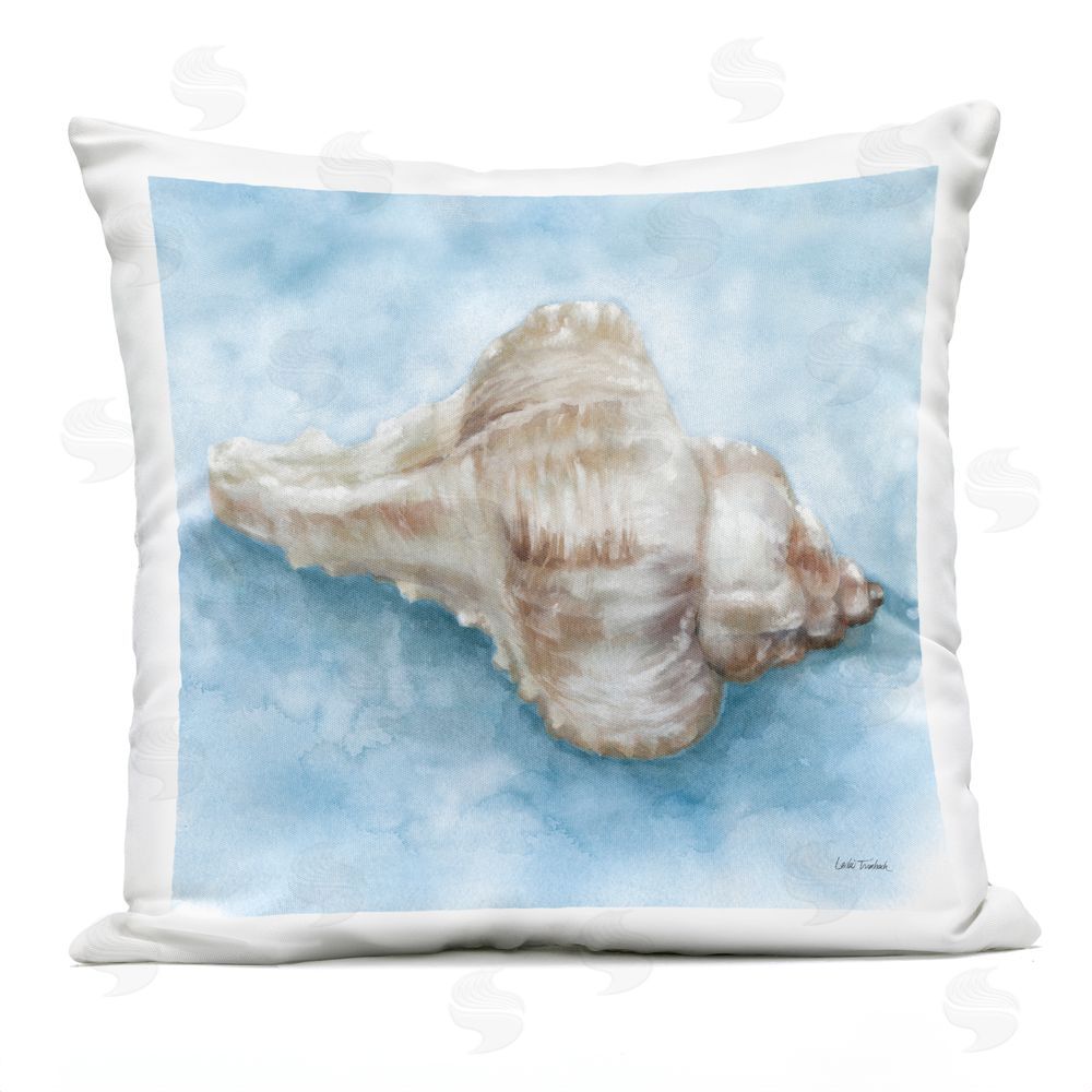 Leslie Trimbach Coastal Calm Conch Outdoor Quick-Dry Polyester Square Throw Pillow