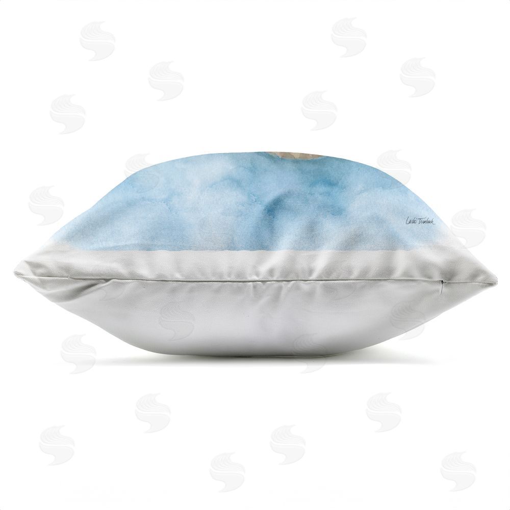 Leslie Trimbach Coastal Calm Conch Outdoor Quick-Dry Polyester Square Throw Pillow Zipper Detail