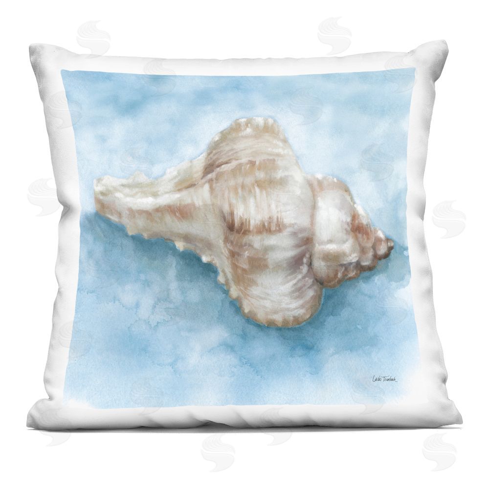 Leslie Trimbach Coastal Calm Conch Indoor Plush Polyester Square Throw Pillow