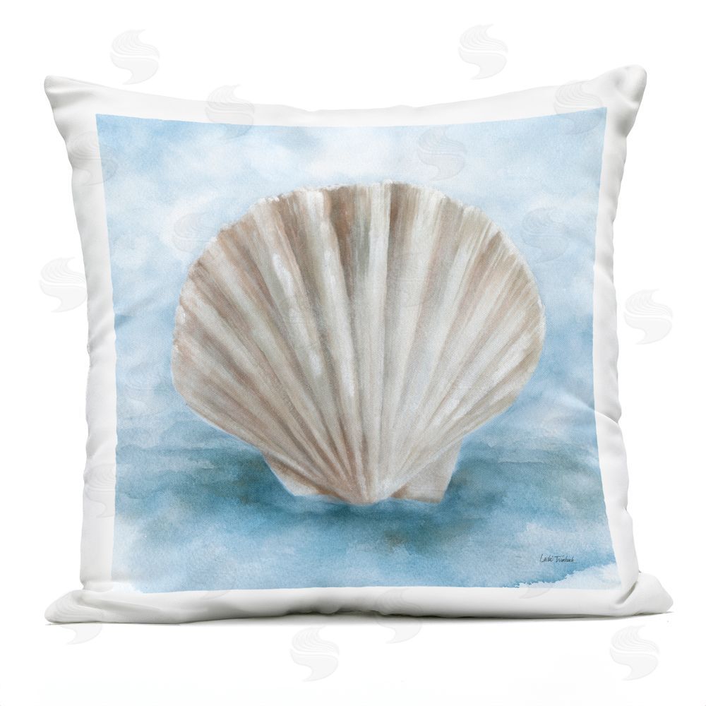 Leslie Trimbach Coastal Calm Clamshell Outdoor Quick-Dry Polyester Square Throw Pillow