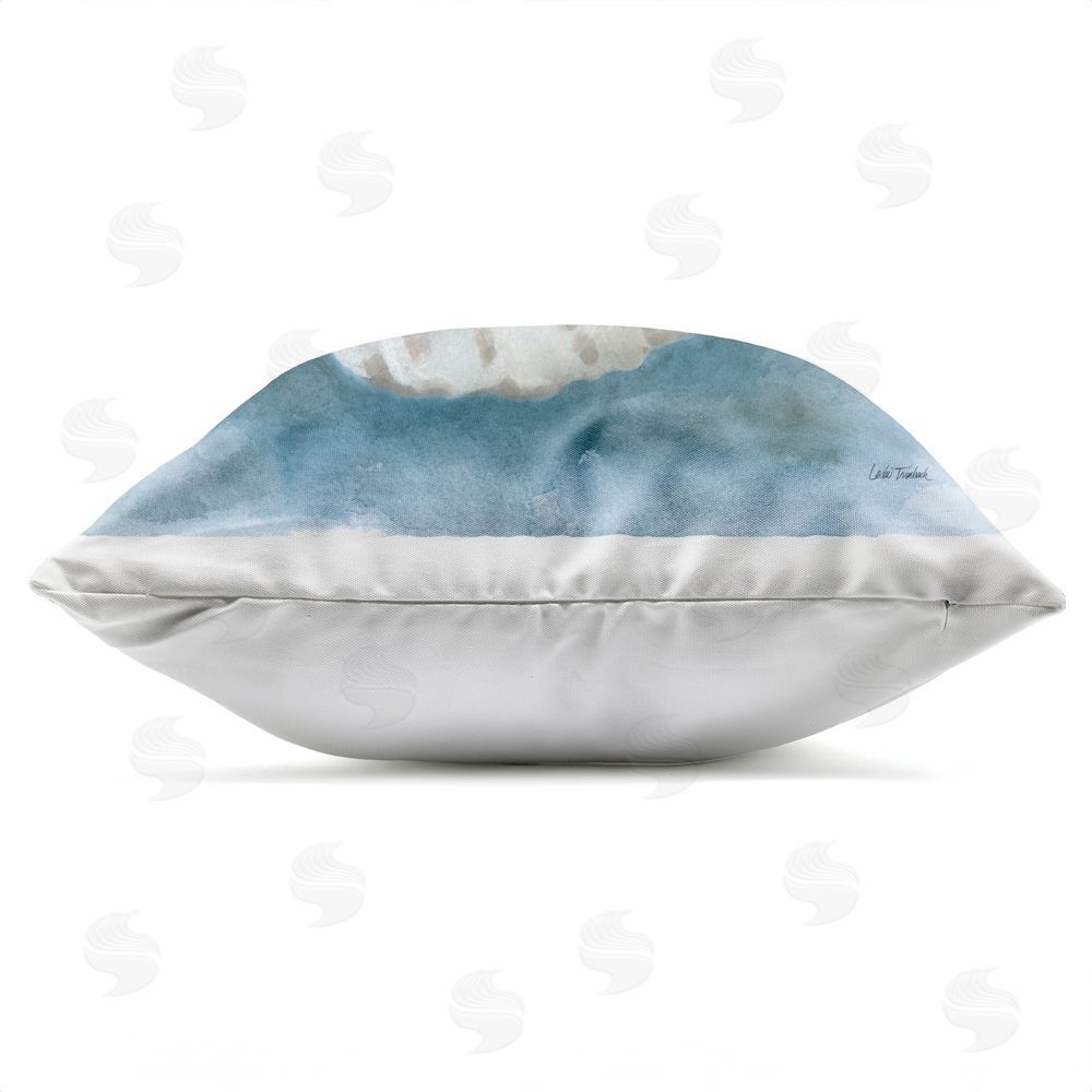 Leslie Trimbach Coastal Calm Spotted Shell Outdoor Quick-Dry Polyester Square Throw Pillow Zipper Detail