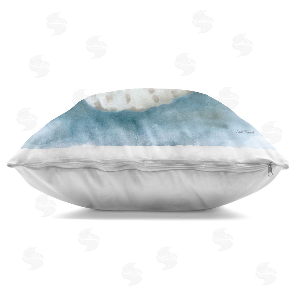 Leslie Trimbach Coastal Calm Spotted Shell Indoor Plush Polyester Square Throw Pillow Zipper Detail