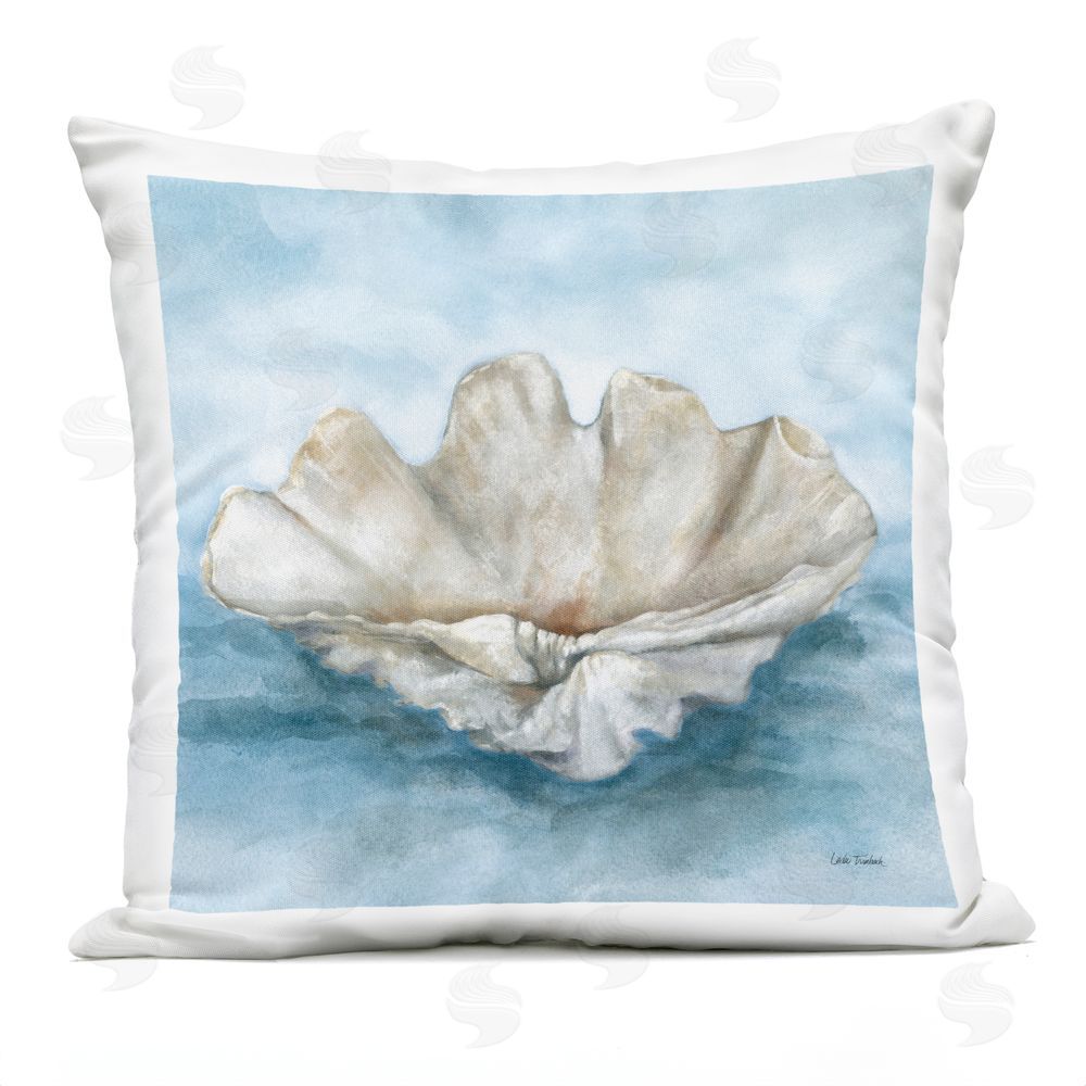 Leslie Trimbach Coastal Calm Scalloped Shell Outdoor Quick-Dry Polyester Square Throw Pillow