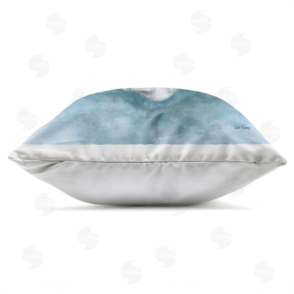 Leslie Trimbach Coastal Calm Scalloped Shell Outdoor Quick-Dry Polyester Square Throw Pillow Zipper Detail