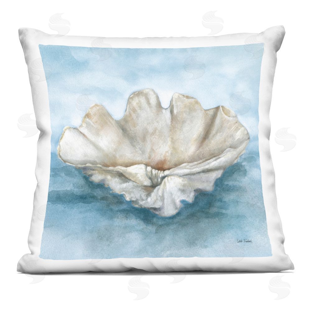 Leslie Trimbach Coastal Calm Scalloped Shell Indoor Plush Polyester Square Throw Pillow