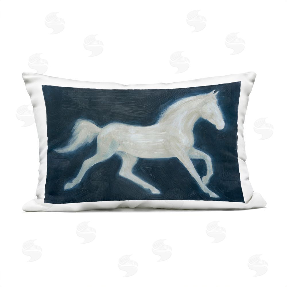 Grace Popp Mystical White Horse in Motion Outdoor Quick-Dry Polyester Lumbar Pillow