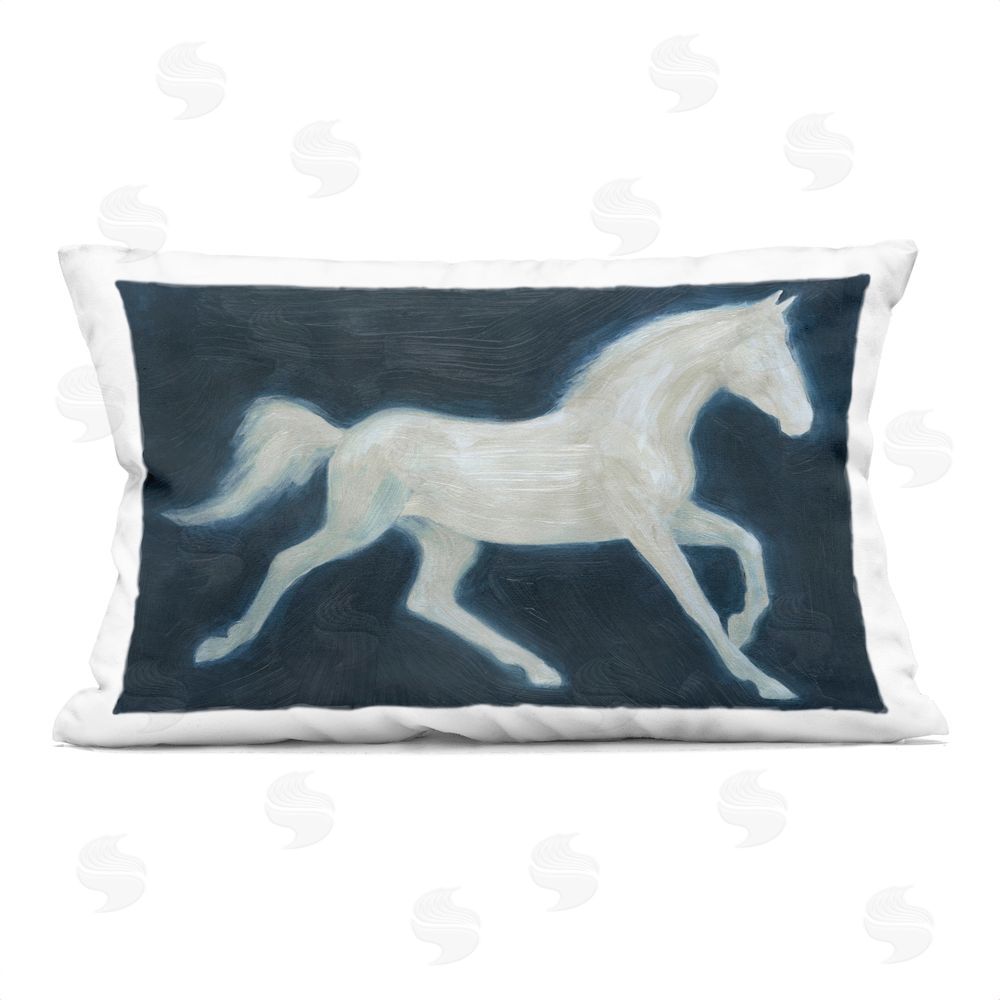 Grace Popp Mystical White Horse in Motion Indoor Plush Polyester Lumbar Pillow