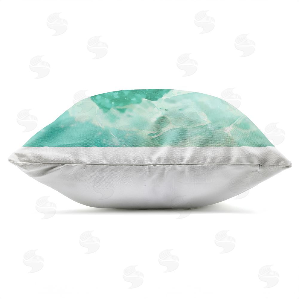 Melissa Wang Floating Pearled Seashell Outdoor Quick-Dry Polyester Square Throw Pillow Zipper Detail