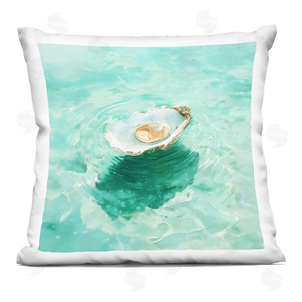 Melissa Wang Floating Pearled Seashell Indoor Plush Polyester Square Throw Pillow