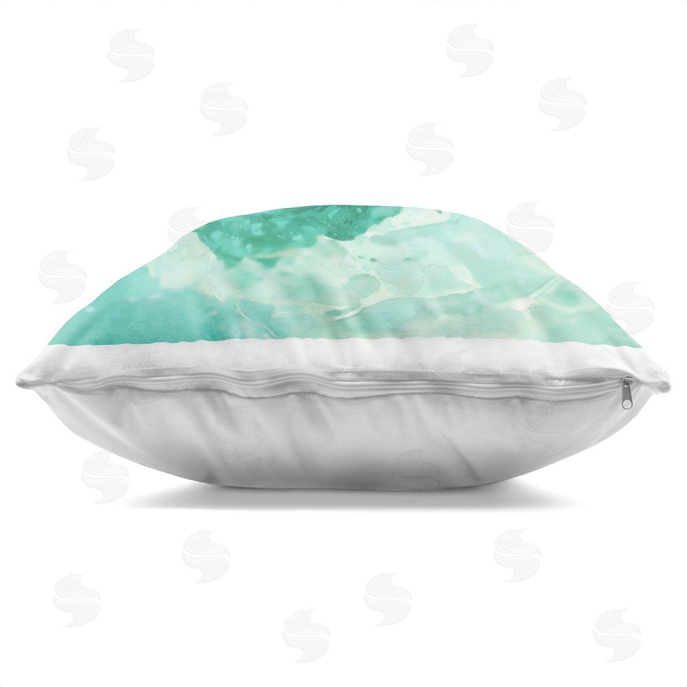 Melissa Wang Floating Pearled Seashell Indoor Plush Polyester Square Throw Pillow Zipper Detail