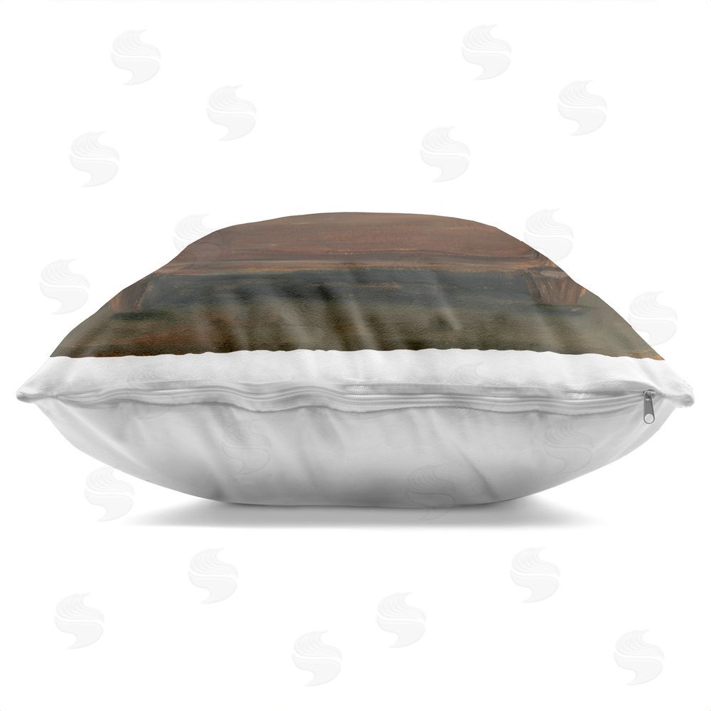 Ethan Harper Relaxed Dog on Leather Sofa Indoor Plush Polyester Square Throw Pillow Zipper Detail