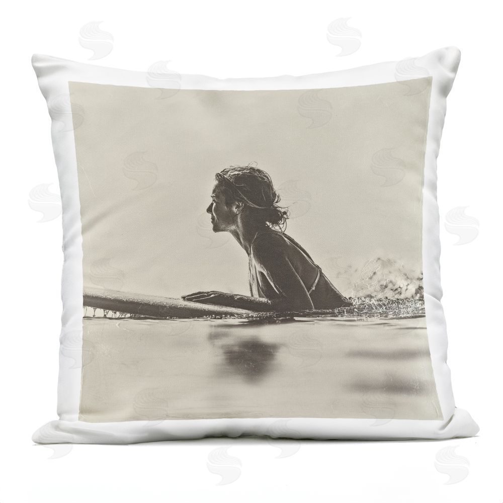 Walker Noble Female Surfer Paddling Outdoor Quick-Dry Polyester Square Throw Pillow
