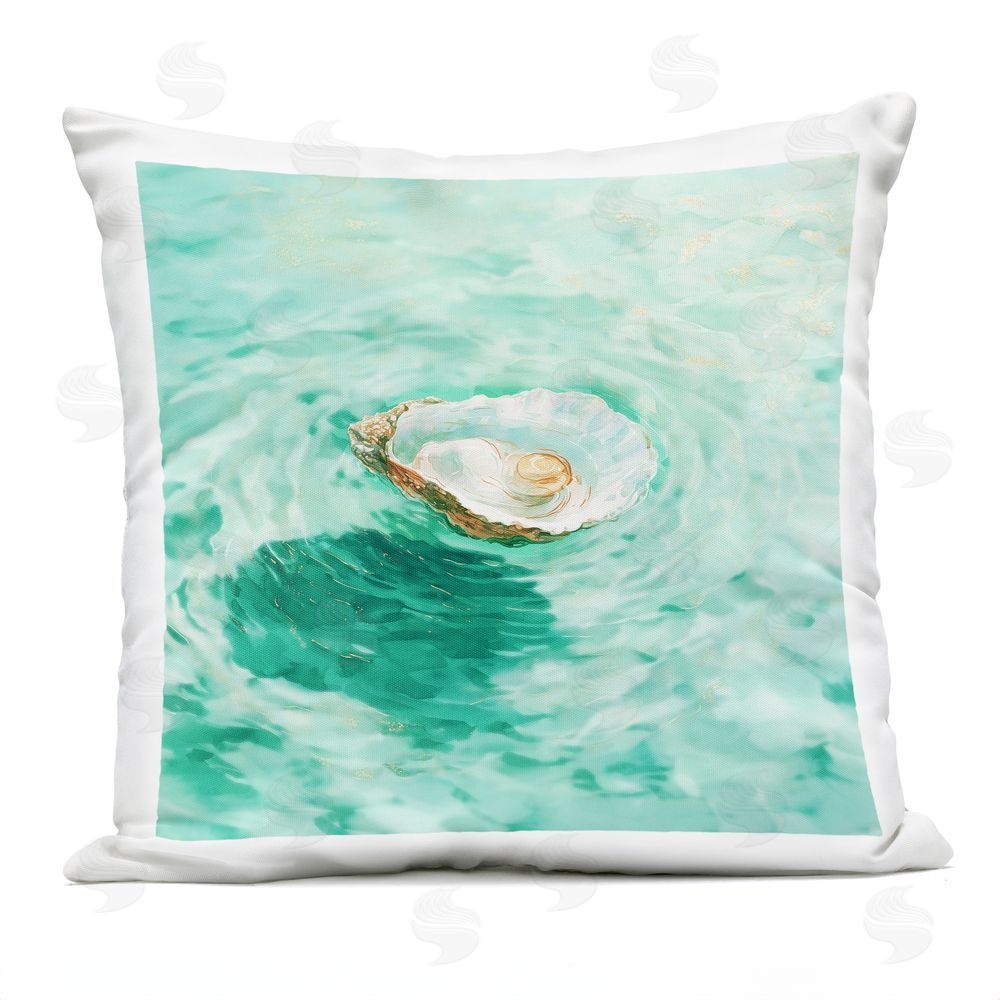 Melissa Wang Floating Seashell with Pearl Outdoor Quick-Dry Polyester Square Throw Pillow