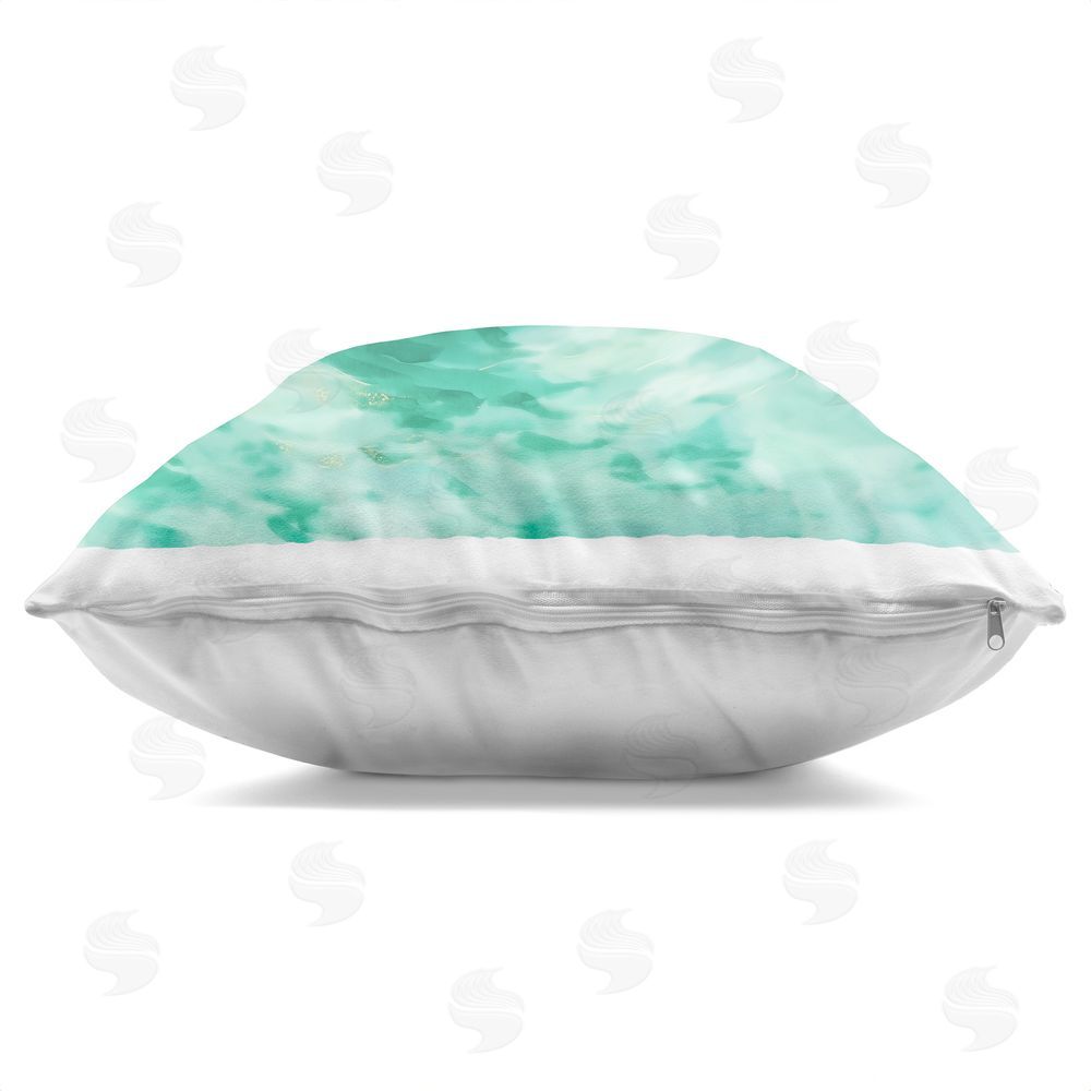 Melissa Wang Floating Seashell with Pearl Indoor Plush Polyester Square Throw Pillow Zipper Detail