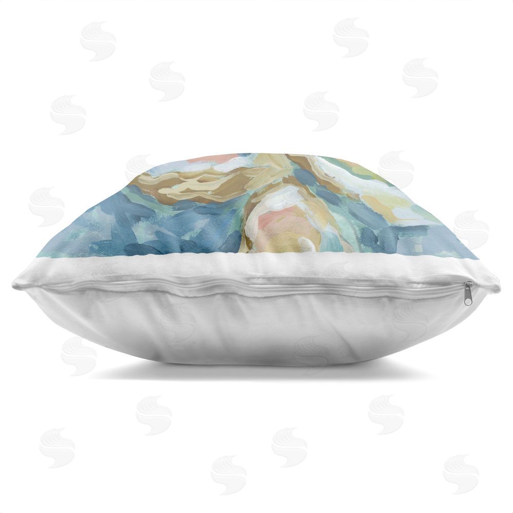 June Erica Vess Pastel Seafoam Oyster Shells Indoor Plush Polyester Square Throw Pillow Zipper Detail