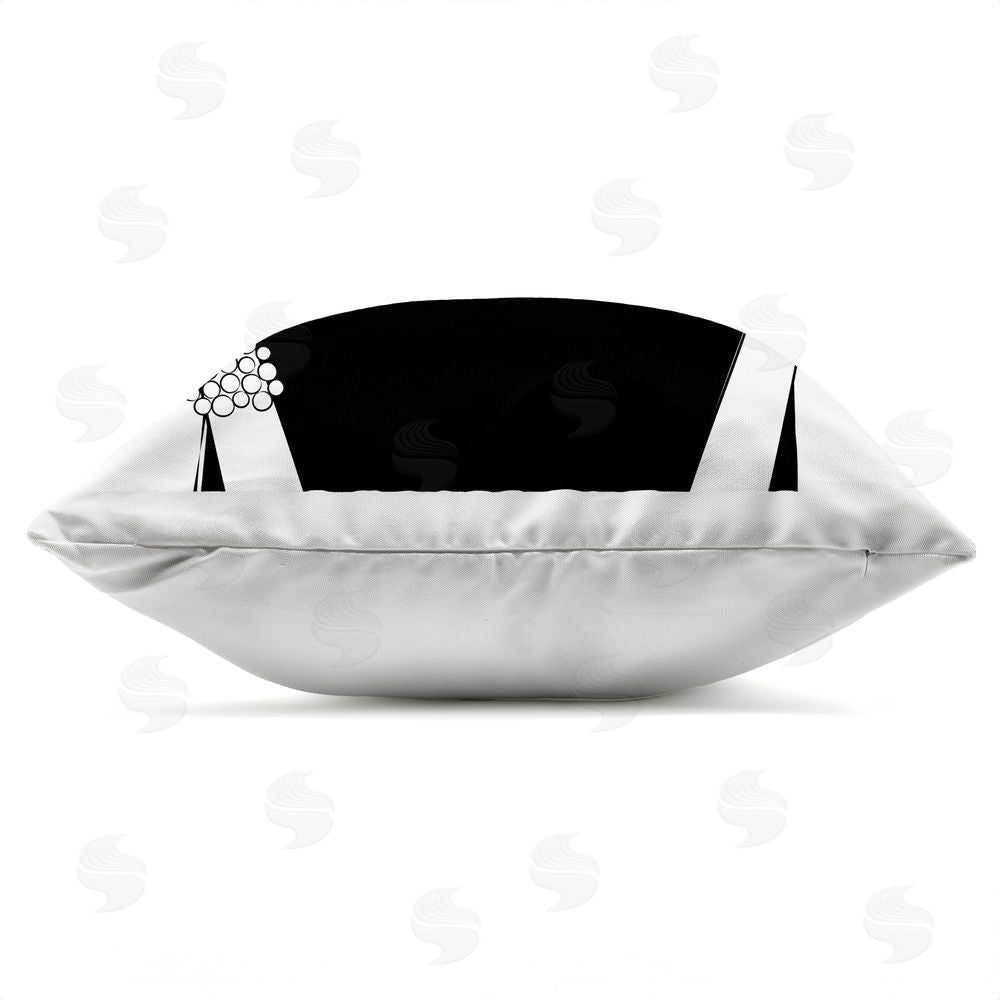 Martina Pavlova Chic Boss Morning Coffee Moment Outdoor Square Printed Throw Pillow Side View with Zipper Detail