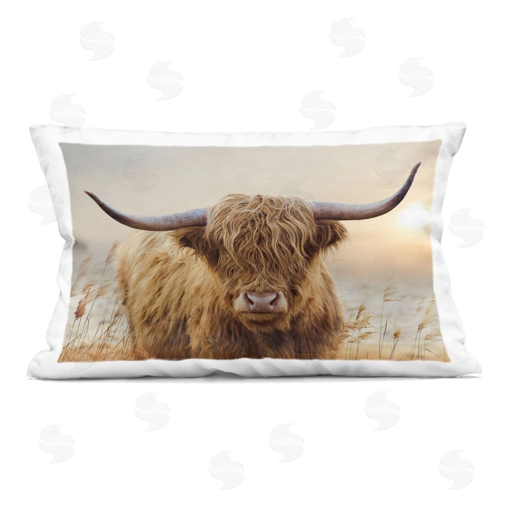 CAD Designs Highland Cow & Warm Sunset Indoor Plush Polyester Lumbar Pillow