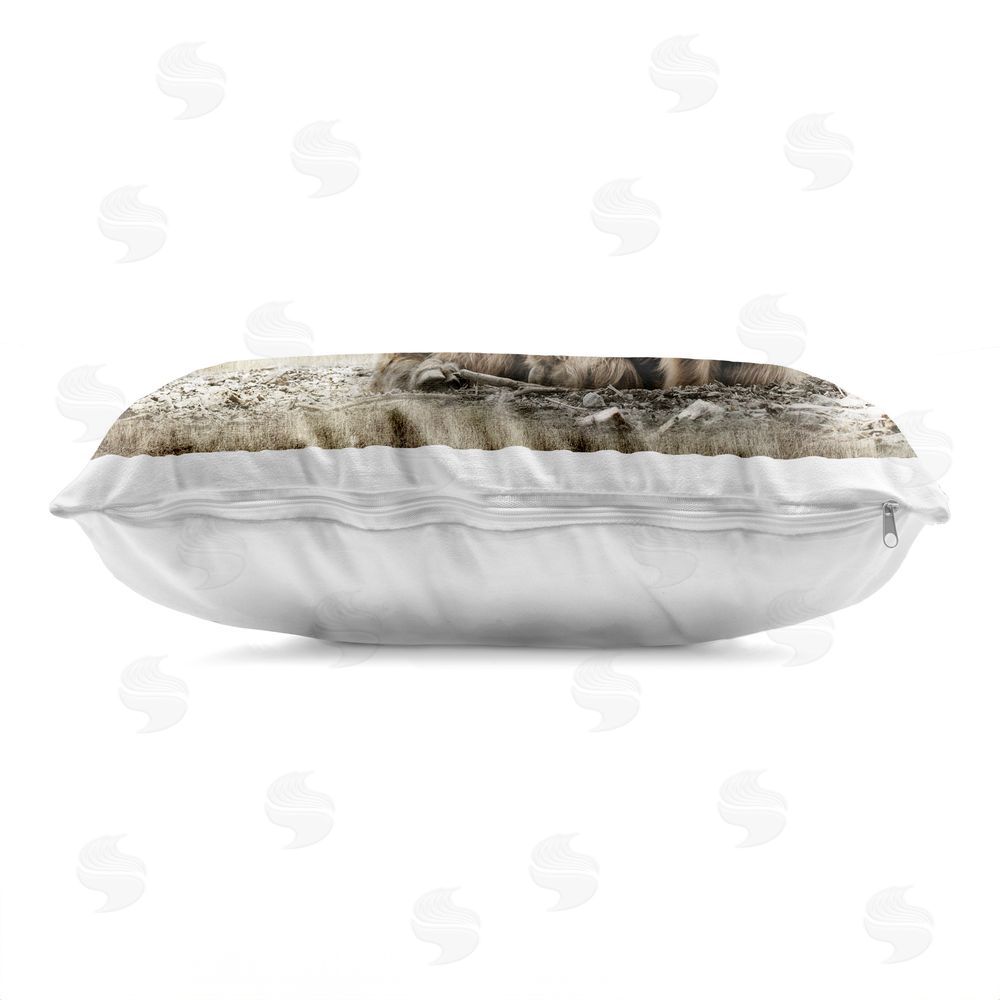 CAD Designs Cattle Resting in Morning Sun Indoor Plush Polyester Lumbar Pillow Zipper Detail