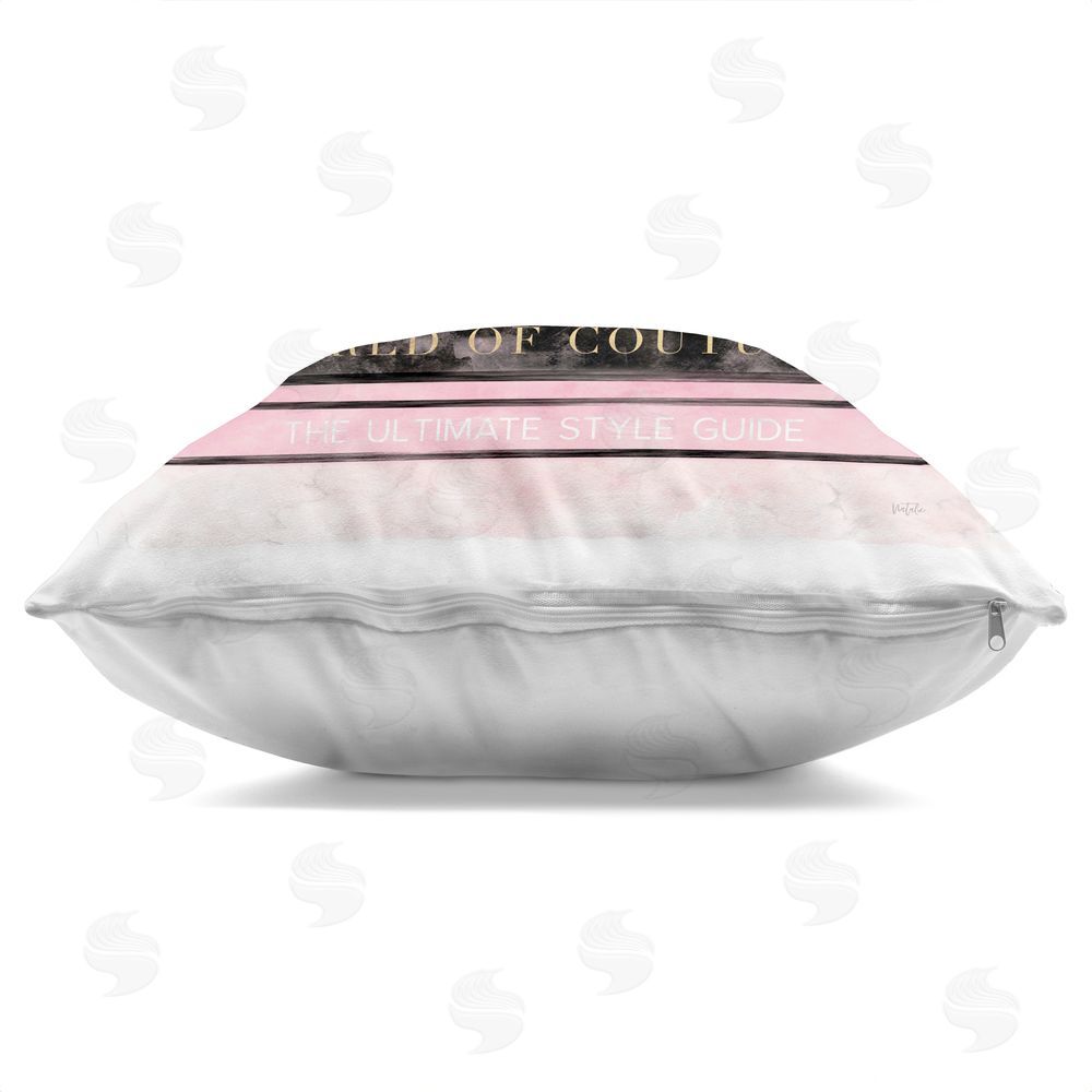 Natalie Carpentieri All Things Fashion Book Stack Indoor Plush Polyester Square Throw Pillow Zipper Detail