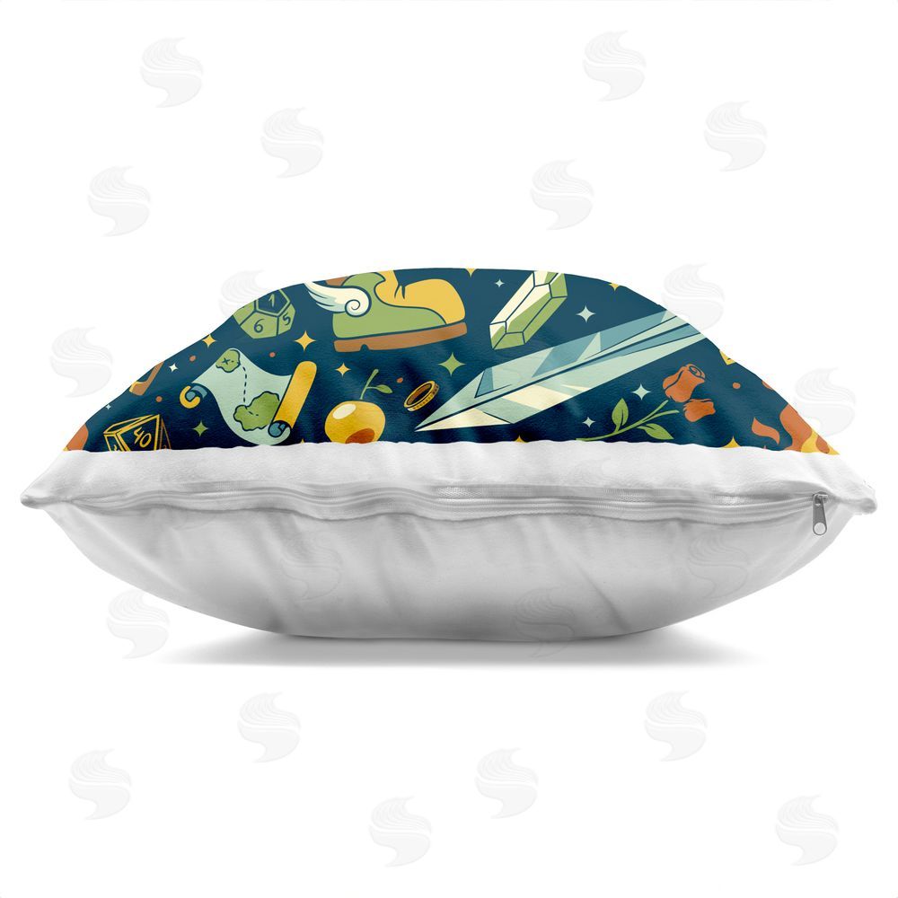Tobe Fonseca Board Game RPG Pattern Indoor Plush Polyester Square Throw Pillow Zipper Detail