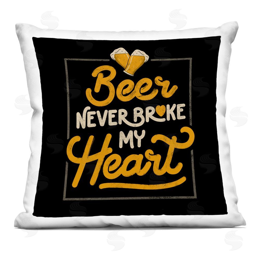 EduEly Designs Beer Never Broke My Heart Indoor Plush Polyester Square Throw Pillow