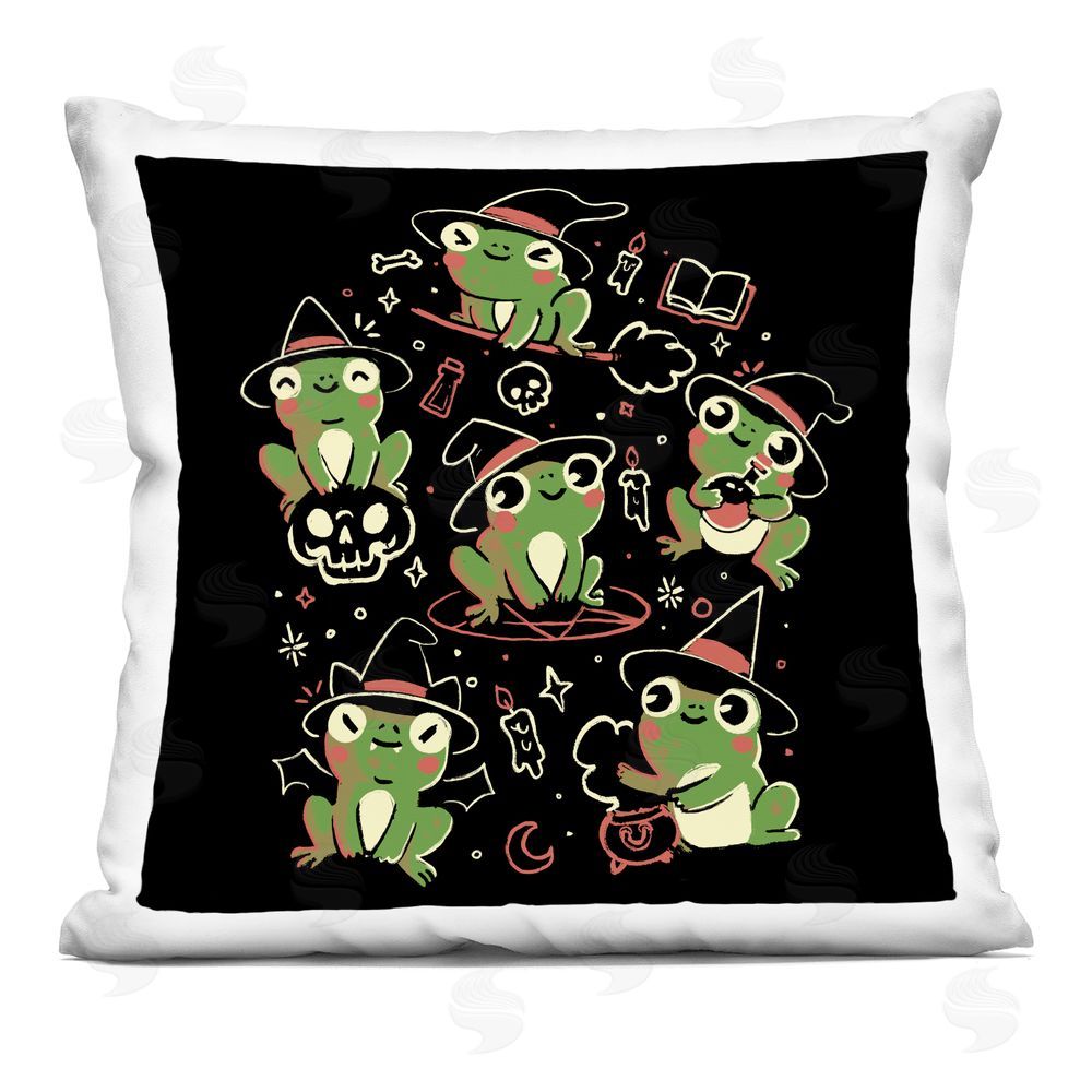EduEly Designs Spooky Frogs in Witch Hats Indoor Plush Polyester Square Throw Pillow