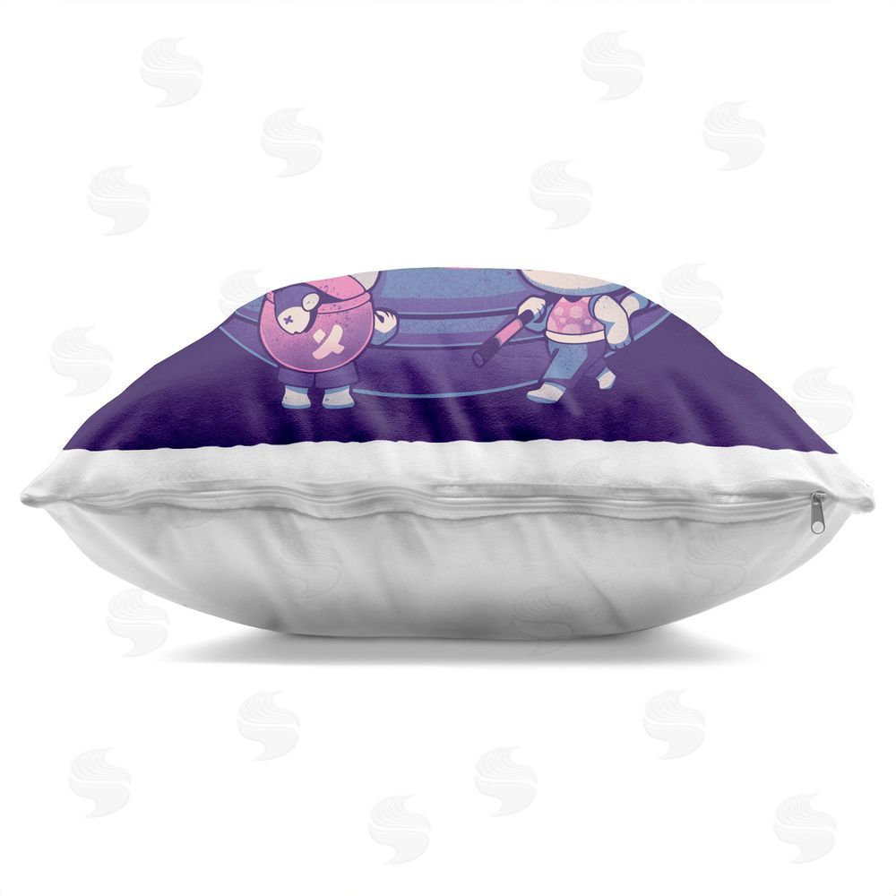 EduEly Designs Teapot Cats Having Fun Indoor Plush Polyester Square Throw Pillow Zipper Detail