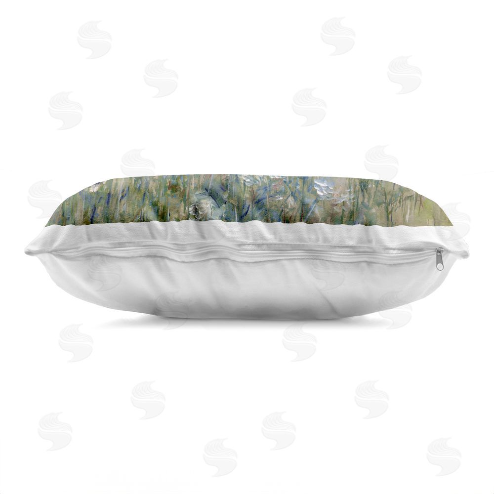 Sally Swatland Impressionist Seaside Meadow Indoor Plush Polyester Lumbar Pillow Zipper Detail