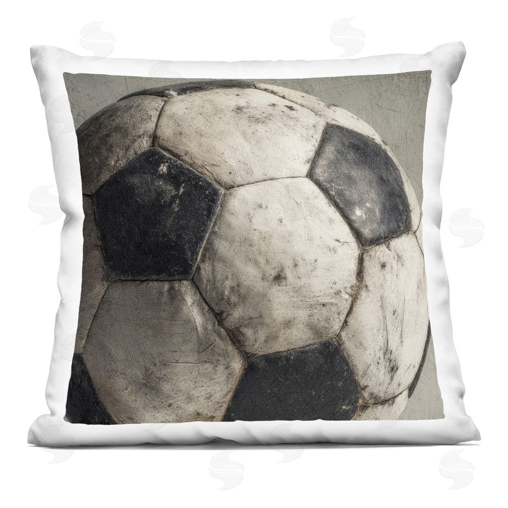 Ziwei Li Weathered Soccer Ball Indoor Plush Polyester Square Throw Pillow