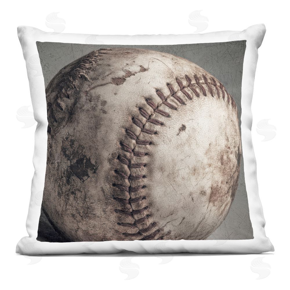 Ziwei Li Vintage Weathered Baseball Indoor Plush Polyester Square Throw Pillow