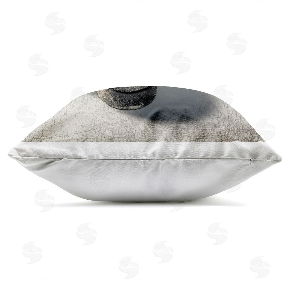 Ziwei Li Vintage Hockey Stick & Puck Outdoor Quick-Dry Polyester Square Throw Pillow Zipper Detail