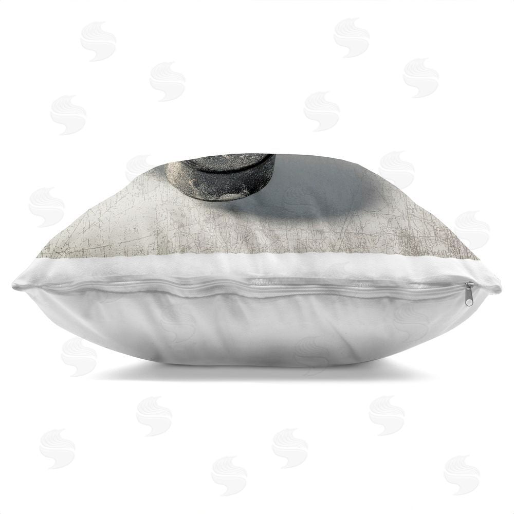 Ziwei Li Vintage Hockey Stick & Puck Indoor Plush Polyester Square Throw Pillow Zipper Detail