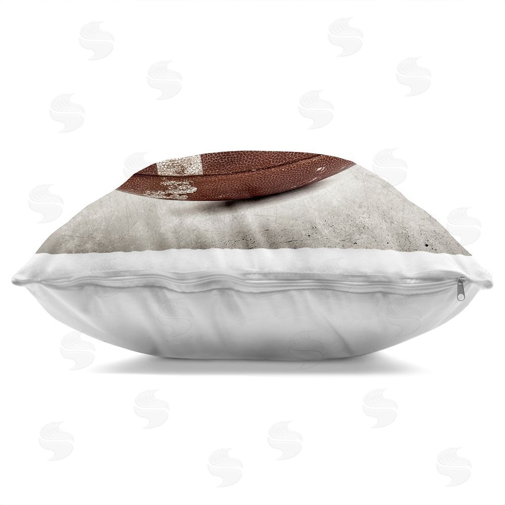 Ziwei Li Vintage Leather Football Indoor Plush Polyester Square Throw Pillow Zipper Detail