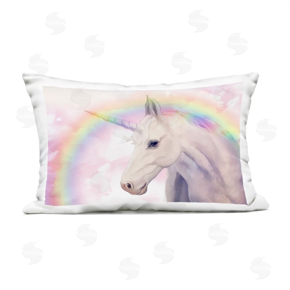 Ziwei Li Unicorn Beneath Rainbow Arch Outdoor Quick-Dry Polyester Lumbar Pillow