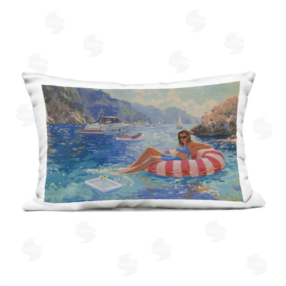 Ziwei Li Summer Relaxation on Float Outdoor Quick-Dry Polyester Lumbar Pillow