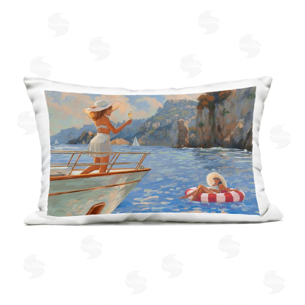Ziwei Li Champagne on the Bow Outdoor Quick-Dry Polyester Lumbar Pillow