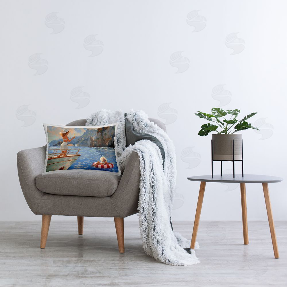Ziwei Li Champagne on the Bow Plush Polyester Printed Lumbar Pillow on Chair