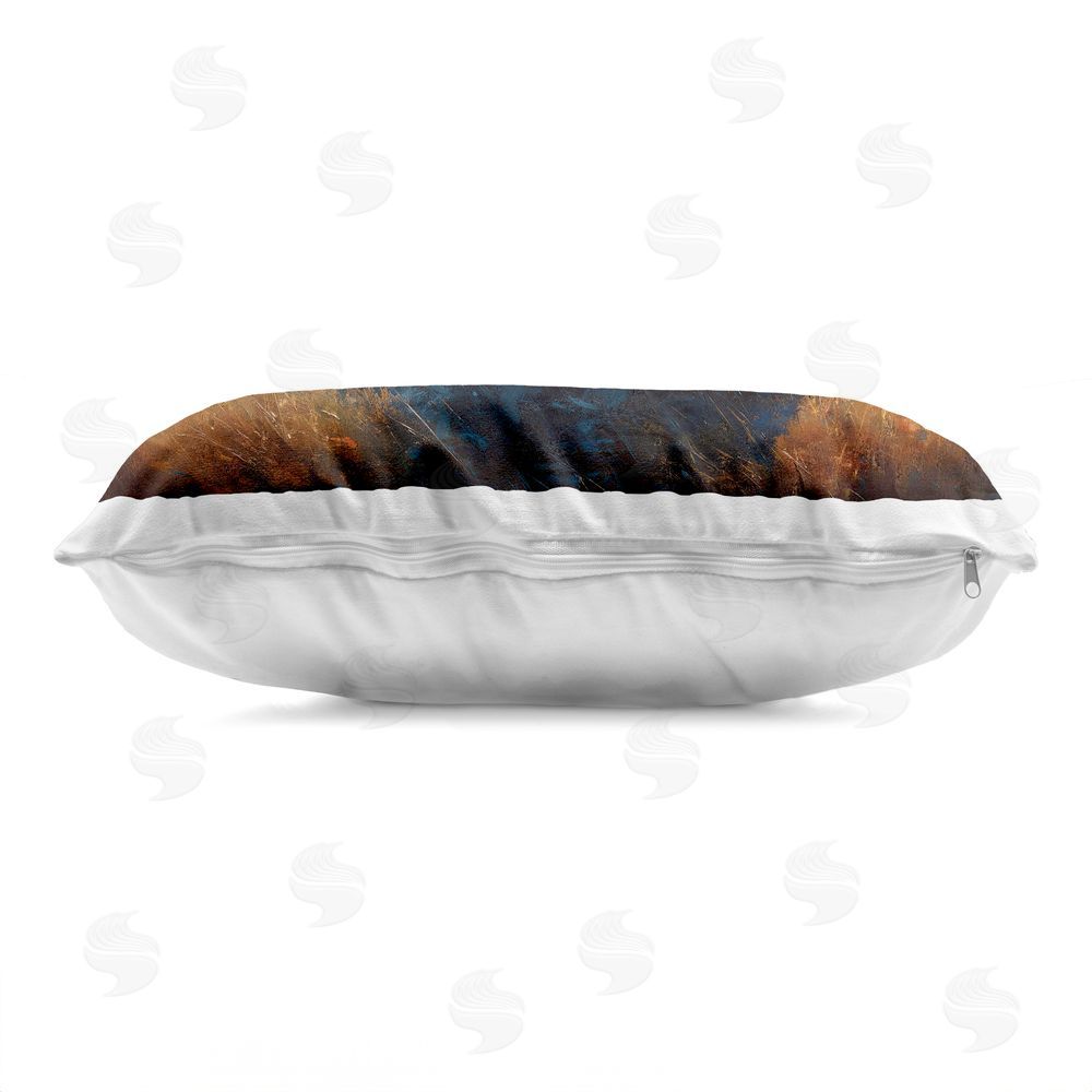 Ziwei Li Seaside Cottage & White Rowboat Indoor Plush Polyester Lumbar Pillow Zipper Detail