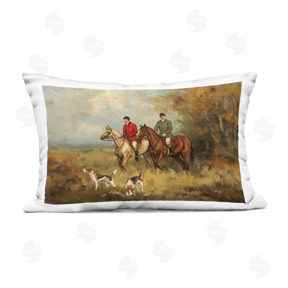 Ziwei Li Autumn Riders with Hounds Outdoor Printed Lumbar Throw Pillow